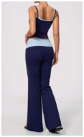 Ensemble de yoga 2 pièces pour femme, color block, avec débardeur court à double bretelle et pantalon de yoga évasé à taille repliée, doux et extensible, tenue de sport et fitness