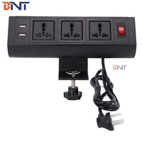 Prise multiple universelle BNT à clipser pour table de conférence, choix UK, EU, US, noir, interrupteur électrique
