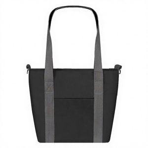 Sac fourre-tout réutilisable pour femmes, en fibre de bambou naturelle, non tissé, à fermeture ouverte, avec logo imprimé en couleur personnalisée sur tissu - Product Image 2