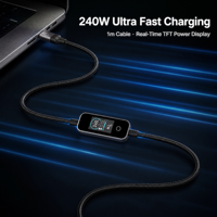 Câble tressé robuste et durable USB4 PD 240W, 48 brins en nylon sur PVC, alliage d'aluminium, compatible avec ordinateur portable, moniteur, téléphone portable