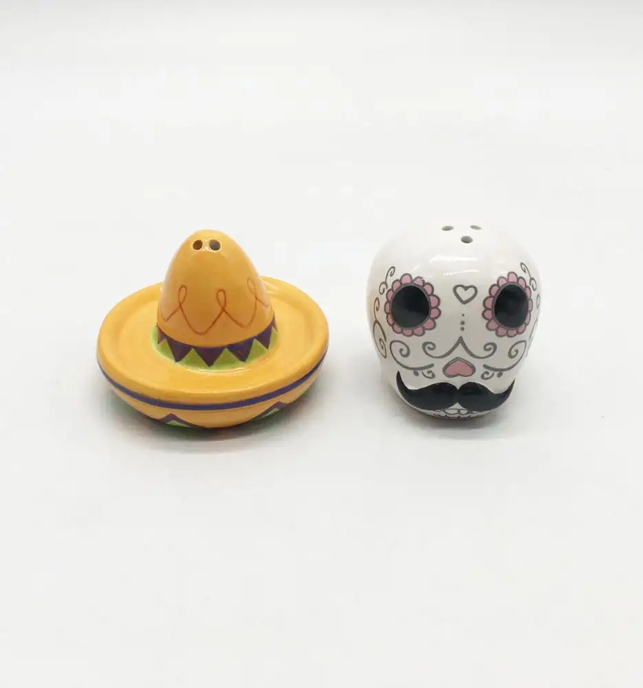 Day of the Dead Bride and Groom Skulls Ceramic Salt and Pepper Shakers gifts & crafts