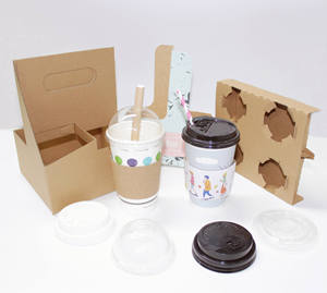 Eco Customized Take Away Hot <strong>Drink</strong> Coffee Tea Cup <strong>Holder</strong> With Handle Kraft Paper Cup <strong>Holder</strong> Disposable - Product Image 6