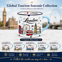 Tasses en céramique 11 oz Souvenir de Londres, Grande-Bretagne, avec motif Big Ben et monuments de la ville, Mug à café en céramique pour le camping avec rebord, Personnalisation OEM ODM Vente en gros