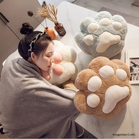 Coussin chauffe-mains en forme de patte de chat en peluche avec rembourrage en coton PP, coussin de sieste deux-en-un pour voiture et bureau, couverture-repose-dos pour la pause déjeuner