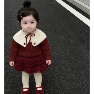Tongxingyuan Girls Knitted Sweater Set Red Thickening Solid Color Two Piece Outfit For New Year - Product Image 2