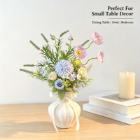 Petites fleurs artificielles en soie, style frais et raffiné, type chrysanthème boule et rose Yu Meiren, pour accessoires de photographie et décoration, bouquet simulé