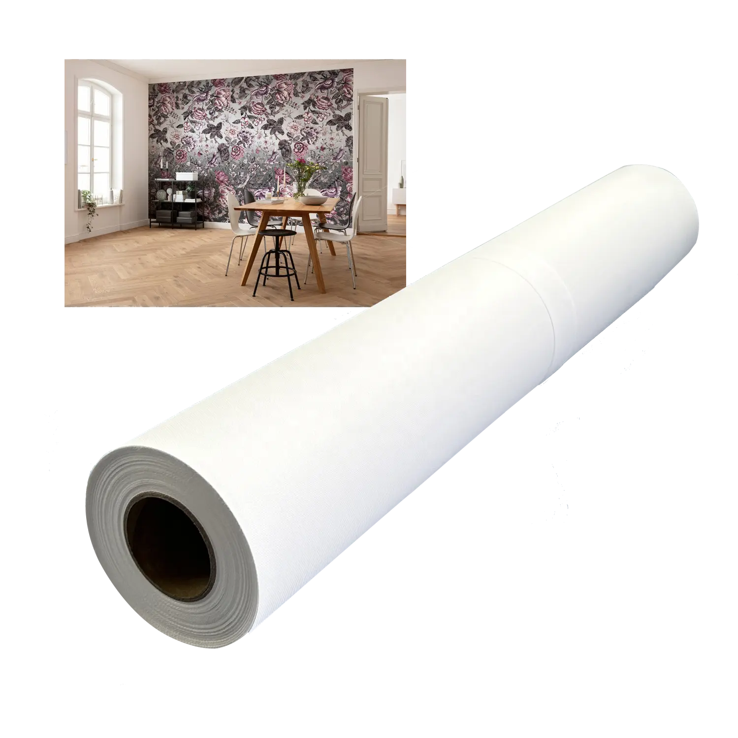 COLORFAN decoración del hogar lienzo en bruto línea texturizada en blanco imprimible Pvc papel tapiz para imprimir