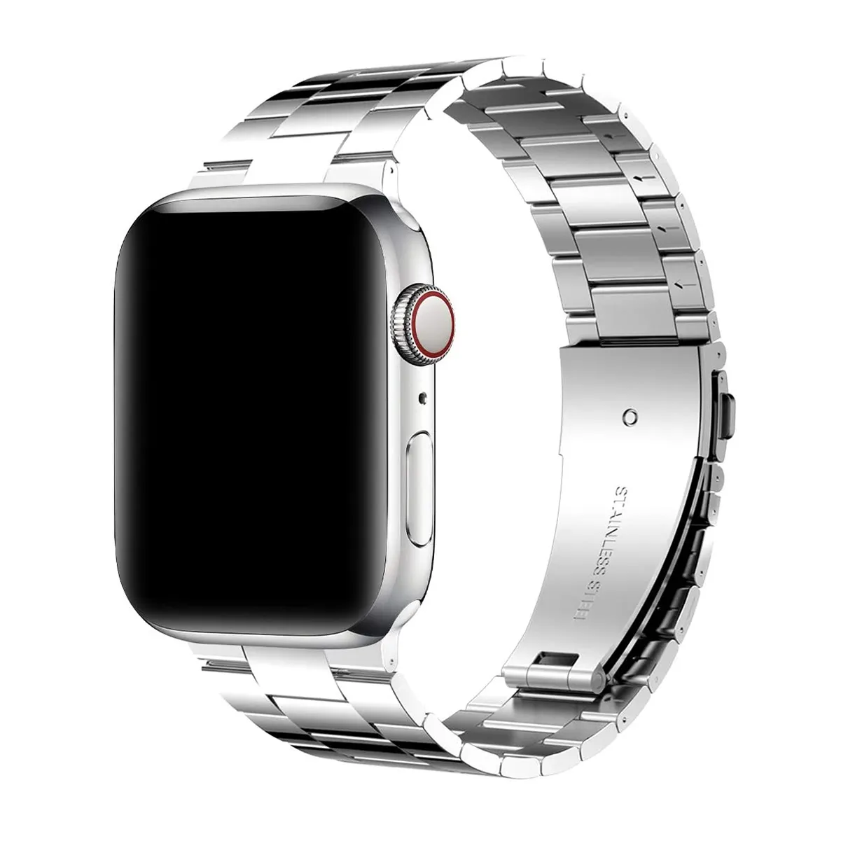 Klassieke Dunne Drie Kralen Roestvrijstalen Horlogeband Metalen Link Band Voor Apple Watch 38Mm 42Mm Vervangende Band Accessores