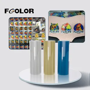 FCOLOR DTF UV-Aufkleberfilm 30 cm * 100 m durchsichtige Rolle UV A mit B-Film für DTF uv-Drucker-Folenaufkleber auf Flasche Telefonhülle Notizbuch