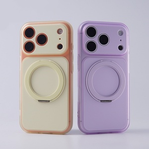 เคสโทรศัพท์แม่เหล็กแบบด้าน รุ่นแฟชั่น สำหรับ iPhone 17 13 14 15 16 Pro Max พร้อม 360 °   ขาตั้งแบบวงแหวน กรอบเลนส์แบบถอดได้ ฝาครอบกันกระแทก - Product Image 5