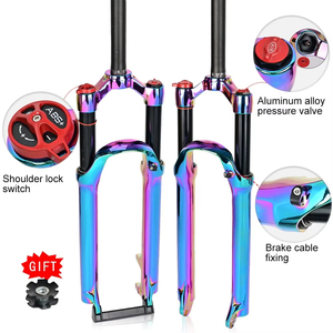 <span class=keywords><strong>Fourche</strong></span> pneumatique à suspension VTT <span class=keywords><strong>26</strong></span> 27.5 29er <span class=keywords><strong>Fourche</strong></span> avant à tube droit pour VTT <span class=keywords><strong>Fourche</strong></span> colorée de voyage <span class=keywords><strong>100mm</strong></span> - Product Image 1