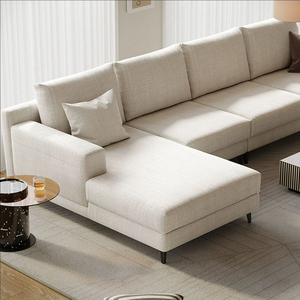 Sofá de ocio moderno de tela <span class=keywords><strong>en</strong></span> forma de <span class=keywords><strong>L</strong></span> y sofá cómodo de cuero negro puro de madera cómodo conjunto de muebles para sala de estar - Product Image 4