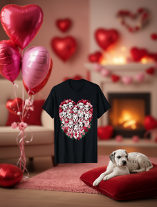 T-shirt per San Valentino per amanti dei cani dalmatini, 100% cotone, girocollo, casual, con stampa di cuori, regalo per uomo - Product Image 2