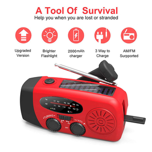 Nâng Cấp 2000MAh Xách Tay Năng Lượng Mặt Trời Powered Đài Phát Thanh Khẩn Cấp Hand Crank AM/FM Noaa Đèn Pin Internet Đài Phát Thanh Chức Năng Bền Nhựa - Product Image 3