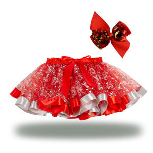 Nuovo Stile Gonna Tutu Natalizia per Bambine, <span class=keywords><strong>Vestito</strong></span> Rosso <span class=keywords><strong>da</strong></span> Festa con Alberi di Natale e Fermaglio per Capelli - Product Image 2