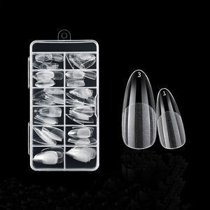 Puntas de Uñas Postizas de Estilo Francés sin Costuras, Largas, Trapezoidales, Almendradas, Transparentes, Naturales, de Cobertura Completa, para Salón - Product Image 1