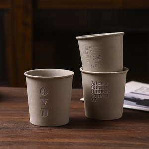 Custom Engraved logo Paper Cup Shape Ceramic Coffee Cup Vintage Ceramic Mug Without Handle - Product Image 3