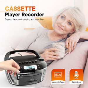 Radiocasetera portátil con reproductor de casetes, grabadora, Bluetooth, USB, radio FM, control remoto, doble alimentación y altavoz estéreo para el hogar. - Product Image 2