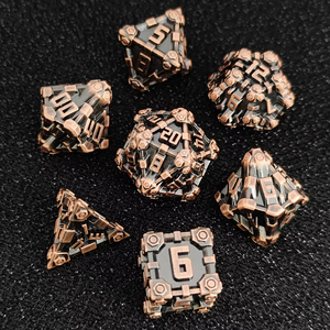 Ensemble de 7 dés mécaniques en métal DND, émail bleu, gris anthracite, dés polyédriques lourds pour Dungeons & Dragons <span class=keywords><strong>Pathfinder</strong></span> - Product Image 5