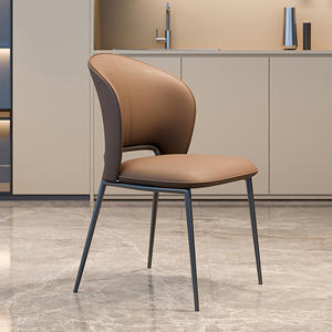 Chaise de salle à manger moderne style minimaliste haut de gamme gris mocha beige orange avec dossier pour adulte, idéale pour salon et cuisine - Product Image 4