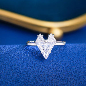 फैशन ज्वेलरी डेन्टी 925 स्टर्लिंग चांदी के दिल की डिजाइन वाली महिला दुल्हन सगाई की अंगूठी - Product Image 1