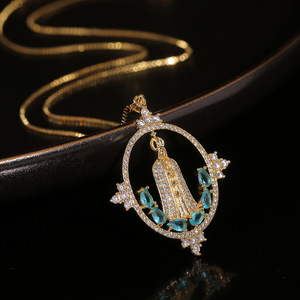 Risingmoon-caja de circón de cobre para mujer, cadena de lujo, Cruz, coronación religiosa, Túnica, collar de la Virgen María - Product Image 3