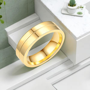 Nouvelle arrivée Bagues <span class=keywords><strong>de</strong></span> fiançailles unisexes en acier inoxydable CZ plaqué or 18 carats pour couple - Product Image 6