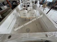 Bateau de pêche en fibre de verre bleu glacé 27 pieds, bateau de pêche professionnel en fibre de verre sport vitesse en mer avec dessus rigide