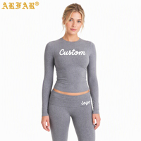 Ensemble de vêtements pour femmes Y2K personnalisé, nouveau style d'automne, haut court à manches longues moulant, pantalon décontracté assorti, ensemble de vêtements de détente 2 pièces pour femmes