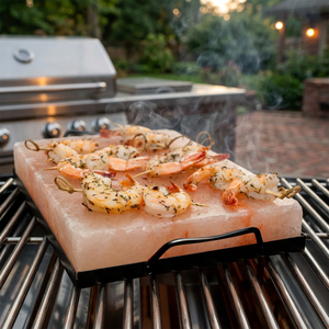 Hot Sale Refined Himalayan Salt Cooking Slab with Stainless Steel Holder Natural <b>Pink</b> Rock Salt Blocks 30x20x5cm - Product Image 1