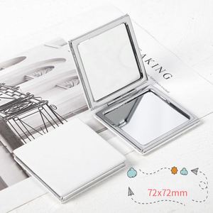 Miroir de poche compact rond classique pliable en cuir PU blanc vierge personnalisable DIY – Cadeaux publicitaires - Product Image 2