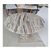 Table à manger en marbre de design italien, table ronde de luxe en marbre naturel, table ovale en marbre pour la salle à manger