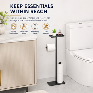 <span class=keywords><strong>Porte</strong></span>-<span class=keywords><strong>papier</strong></span> <span class=keywords><strong>toilette</strong></span> moderne autoportant en acier inoxydable SUS304 avec base lestée, idéal pour hôtels, <span class=keywords><strong>sans</strong></span> perçage requis, pour salle de bain - Product Image 1