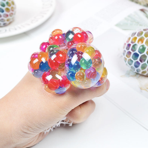 2025 Factory Wholesale High Quality TPR Glitter <b>Beads</b> Stress Mesh Ball Squishy Anti Anxiety Ball Squeeze Toy for Kids Adults - Product Image 3