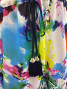 De la mitad de longitud de la manga colorido impreso de gasa Mujer Plus tamaño Kaftan <span class=keywords><strong>vestido</strong></span> <span class=keywords><strong>Midi</strong></span> con cordón Trim Decoración - Product Image 5