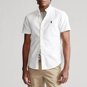 Logo ricamato all'ingrosso di grandi dimensioni senza ferro allentato Anti-Pilling per camicie a maniche corte in popeline di cotone Casual da <span class=keywords><strong>uomo</strong></span> estivo - Product Image 4