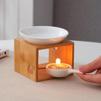 Diffuseur en bois d'aromathérapie pour huiles essentielles Bougies chauffe-plat Porte-encens Brûleur à cire parfumée