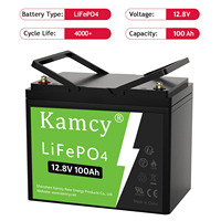 بطارية ليثيوم حديد فوسفات Kamcy 12.8 فولت 100 أمبير ساعة، متينة وطويلة العمر ومقاومة للماء، مناسبة للمركبات الترفيهية والقوارب والتخييم