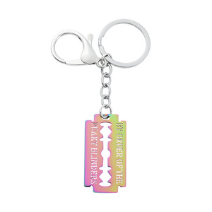 Móc chìa khóa thép không gỉ đồng bằng lưỡi Mặt dây chuyền Keychain đóng dấu văn bản vòng dây bản lề Hoop dangle Mặt dây chuyền vòng chìa khóa - Product Image 2