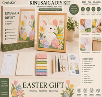 Kit de peinture sur tissu DIY Kinusaiga Lapin, kit d'artisanat sans couture pour les amateurs de loisirs créatifs, cadeau de Pâques mural, tous les matériaux inclus