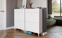 Armoire à chaussures, 20 paires de supports de rangement autoportants pour chaussures, avec 2 portes à clapet, armoire à chaussures à 2 niveaux