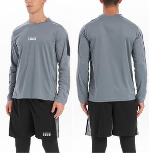 批发运动健身速干长袖T恤短裤2件套定制男士跑步健身运动服 - Product Image 2