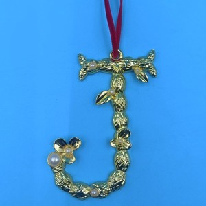 Alloy Letter S Ornament <b>Gold</b> Pearl Decor <b>Christmas</b> <b>Tree</b> Hanging Home Decoration Personal Gift Handmade Craft - Product Image 4