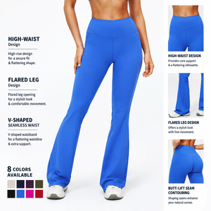<span class=keywords><strong>Pantalon</strong></span> de yoga évasé taille haute avec logo personnalisé, Legging amincissant coupe <span class=keywords><strong>bootcut</strong></span>, Legging de fitness tendance pour femme, <span class=keywords><strong>Pantalon</strong></span> évasé à jambe large - Product Image 1