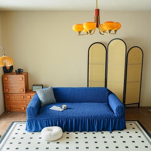 Housse de canapé moderne antidérapante en tissu gaufré vert sauge à volants, extensible et lavable, pour canapé 1/2/3 places - Product Image 4