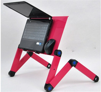 Support d'ordinateur portable fiable avec ventilateur de refroidissement, bureau portable pour canapé et lit, table pliable en alliage d'aluminium avec tapis de souris