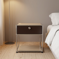 Meuble de chevet modulaire contemporain empilable en métal avec plusieurs compartiments de rangement pour chambre à coucher - Vente en gros