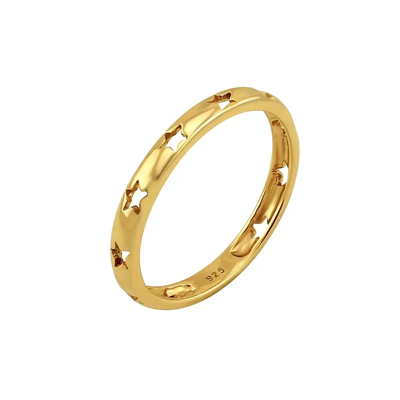 خواتم للنساء والفتيات, خاتم إصبع من الفضة الإسترليني عيار 925 على شكل دائرة ، خواتم ذهبية مزينة بالنجوم للنساء والفتيات