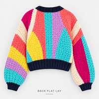 Cardigan court en maille pour femme, col en V, color block, simple boutonnage, manches longues, pour tenue décontractée