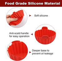 Lot de 6 doublures en silicone pour friteuse à air, tailles assorties, rondes pour paniers de 3 à 7 QT, antiadhésives, réutilisables avec poignées, sans BPA